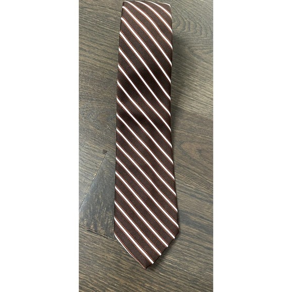 LNWOT GIVENCHY PARIS Thick Striped Tie Brown 58" L 3" W - Picture 2 of 5